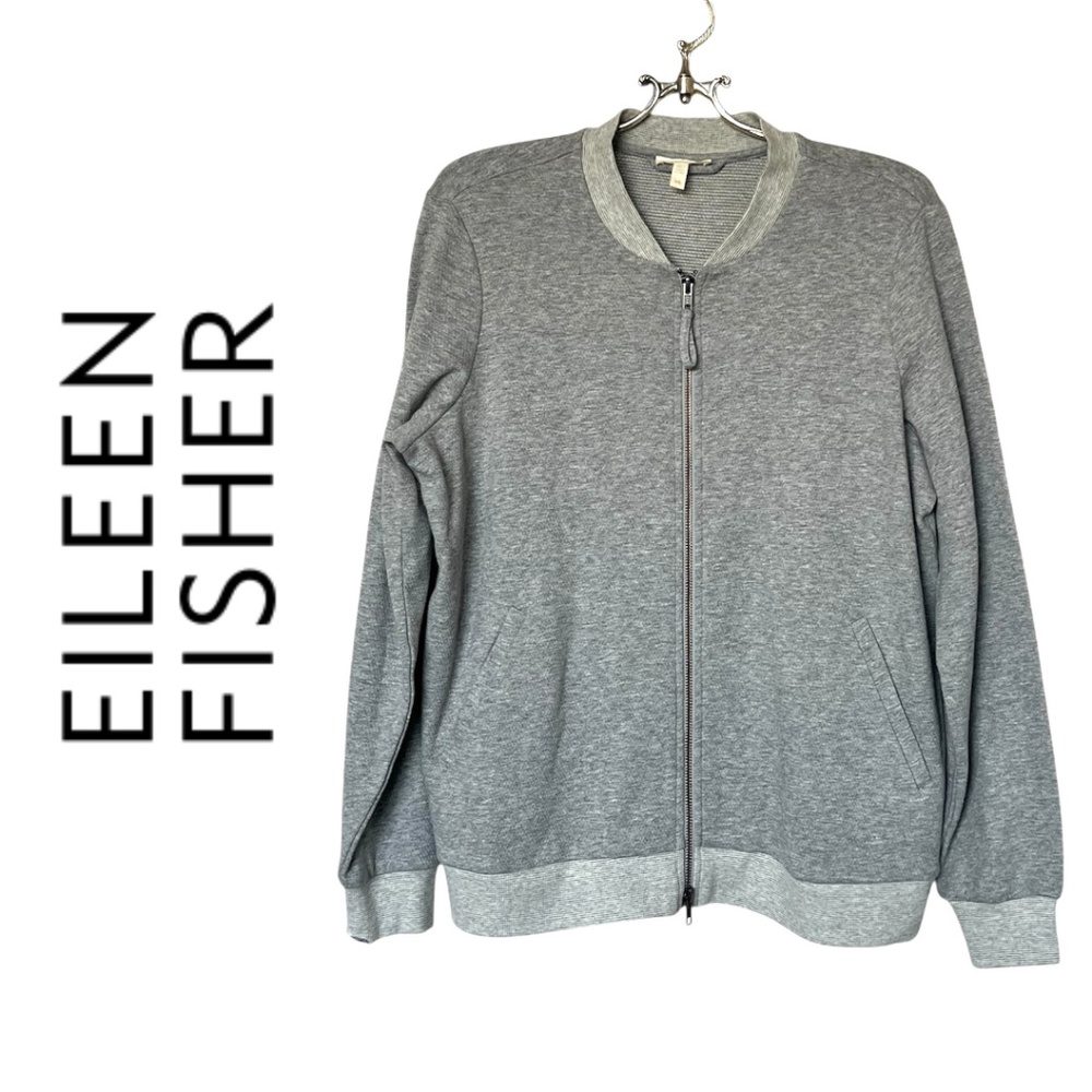 Eileen Fischer Organic Cotton Gray Sweater Size LG